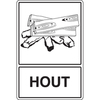 Recyclagepictogram   STN 977 polyester zelfklevend - "Hout" - 300x450mm